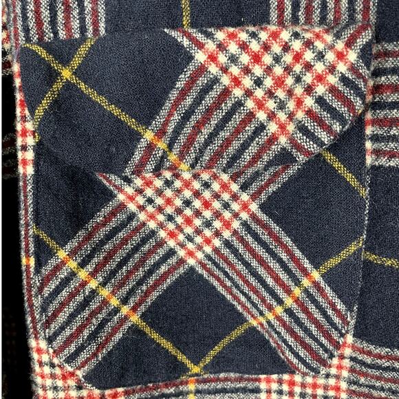 Vintage Pendleton 70s Wool Plaid Board Shirt Loop Collar Red Blue Size Large - Picture 5 of 13